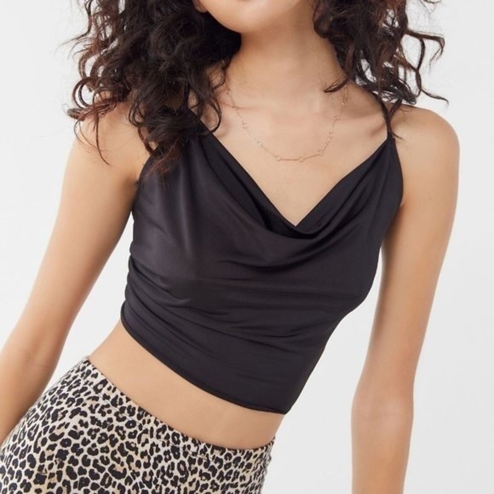 Urban Outfitters Black Cowl Neck Crop Top Size S